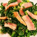 ぷりっこ警備会社's cooksnap of when they made 大根の葉とベーコンの炒め物.