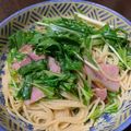 clover2's cooksnap of when they made 水菜とベーコンのアンチョビ、ジャムパスタ.