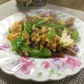 yuminan47k's cooksnap of when they made 絹さやと挽き肉の玉子炒め✴.