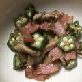 anemonenan's cooksnap of when they made 温サラダ？オクラと舞茸のベーコンソテー！.