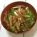 おはなすき's cooksnap of when they made ごぼうとニラの味噌汁♪.