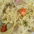 ツインズ♀ママ's cooksnap of when they made 豆乳鍋の残りでカルボナーラ♪.
