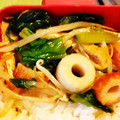 にーにやー's cooksnap of when they made かぶの葉と油揚げともやしの炒め物.