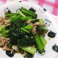 まぶたん's cooksnap of when they made 小松菜と豚肉でお手軽コンソメ味.