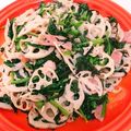 konasan☆'s cooksnap of when they made レンコンとほうれん草のベーコン炒め.