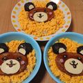 りぃり03☆'s cooksnap of when they made 美味しいクマのハンバーグ卵そぼろ丼♡.