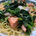 どでこ's cooksnap of when they made 春のパスタ☆菜の花と鮭の和風パスタ.