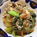 オオタニワタリ's cooksnap of when they made ひき肉きのこ青梗菜のオイスターソース炒め.