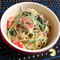 速めのパブロ's cooksnap of when they made かにかまとほうれん草のクリームパスタ.