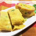 らて♪'s cooksnap of when they made かぶの葉とソーセージの玉子焼き♡.