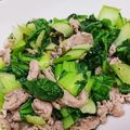 とかげのおかあさん's cooksnap of when they made 簡単！豚こまとチンゲン菜の炒めもの♥.