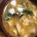 ムーヒツジ's cooksnap of when they made 小松菜と卵の味噌汁♪卵ふんわり♪.