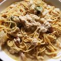 ミートルズ's cooksnap of when they made カルボナーラ風キャベ玉パスタ.