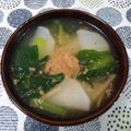 hako-rin's cooksnap of when they made 生姜・大根・ねぎ・小松菜の中華風スープ＊.