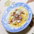 ネコかえる's cooksnap of when they made 賄いパスタ♪カルボナーラ風♡.
