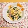 のんのんママかおりん's cooksnap of when they made ほうれん草とベーコンのクリームパスタ♡.