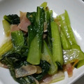 ヨシヨッシー's cooksnap of when they made 簡単！小松菜とベーコンのニンニク風味炒め.