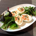 misatona's cooksnap of when they made 簡単☆ゆで卵の鮭マヨのっけ.