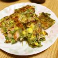 ＊実月＊'s cooksnap of when they made コーンと水菜のチーズチヂミ★ピザ味.