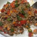 ちーまんま's cooksnap of when they made ☆合い挽き肉で！栄養たっぷりカラフル丼☆.
