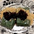 kpえもん♪'s cooksnap of when they made 簡単過ぎw よもぎ餅 あんこ&きな粉がけ.