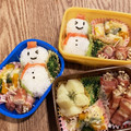 a15man's cooksnap of when they made 雪だるま キャラ弁 幼稚園 お弁当.