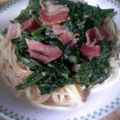 札幌☆やよ's cooksnap of when they made 春菊とベーコンの☆和風パスタ☆.