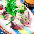 ☆３匹の子ぶた☆'s cooksnap of when they made おつまみ♡甘酢生姜とネギたっぷり鰹タタキ.