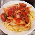 けいたx's cooksnap of when they made 簡単！ナス&玉ねぎ&舞茸♡トマトパスタ.