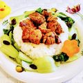 ももちゃんのれしぴ's cooksnap of when they made サイコロステーキ素敵❤️丼浅漬け盛り.