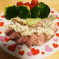 りぼんちゃん♬'s cooksnap of when they made 63℃ 豚ヒレ舞茸クリームソース.
