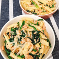 okapei's cooksnap of when they made 10分完成！サーモンとほうれん草のペンネ.