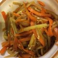 ようさんママ's cooksnap of when they made ﾌﾞﾛｯｺﾘｰの茎と人参のｷﾝﾋﾟﾗ.