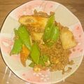 acco13's cooksnap of when they made ちくわミンチとスナップえんどうの甘辛炒め.