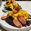 ｸﾏﾘｴ's cooksnap of when they made ビーツの葉＆ハム卵炒め.