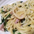 こじま･ジョフロワ's cooksnap of when they made ほうれん草とベーコンのクリーミー焼きそば.
