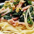 瑞穂’mizuho♡'s cooksnap of when they made 水菜とマイタケベーコンのペペロンチーノ.
