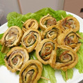 食べるって大事！'s cooksnap of when they made くるくる♪油揚げの豚肉大葉巻き.