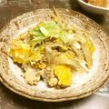 時花菜's cooksnap of when they made 麺つゆで簡単！鶏ひき肉とごぼうの柳川風丼.