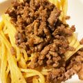 shoco9x8's cooksnap of when they made そぼろリメイク！ガリバタマヨ醤油パスタ！.