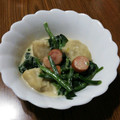 ramieru's cooksnap of when they made 里芋とほうれん草ベーコンのクリーム煮.