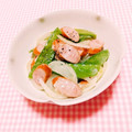 まあまま☆0403's cooksnap of when they made 時短！きぬさや玉ねぎソーセージ♬マヨ醤油.