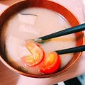 momocookin's cooksnap of when they made 即席味噌汁にプチトマト☆.
