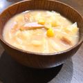 チョコママ★'s cooksnap of when they made キャベツとコーンのお味噌汁.