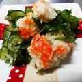 けんけん1016's cooksnap of when they made ★きゅうりと大葉とカニカマの酢の物.