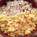 ひなぶぅー's cooksnap of when they made 味噌だれそぼろの三色丼.