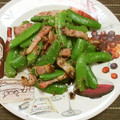ヌーシ's cooksnap of when they made スナップエンドウ＆ﾍﾞｰｺﾝの粒マス炒め.