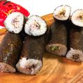 papikun's cooksnap of when they made つち鯨の大和煮缶詰から作る巻き寿司.