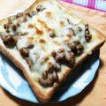まぶたん's cooksnap of when they made 味噌で納豆チーズトースト.