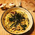 ぼちぼち料理してます's cooksnap of when they made 簡単！サバ缶と春菊の和風パスタ.